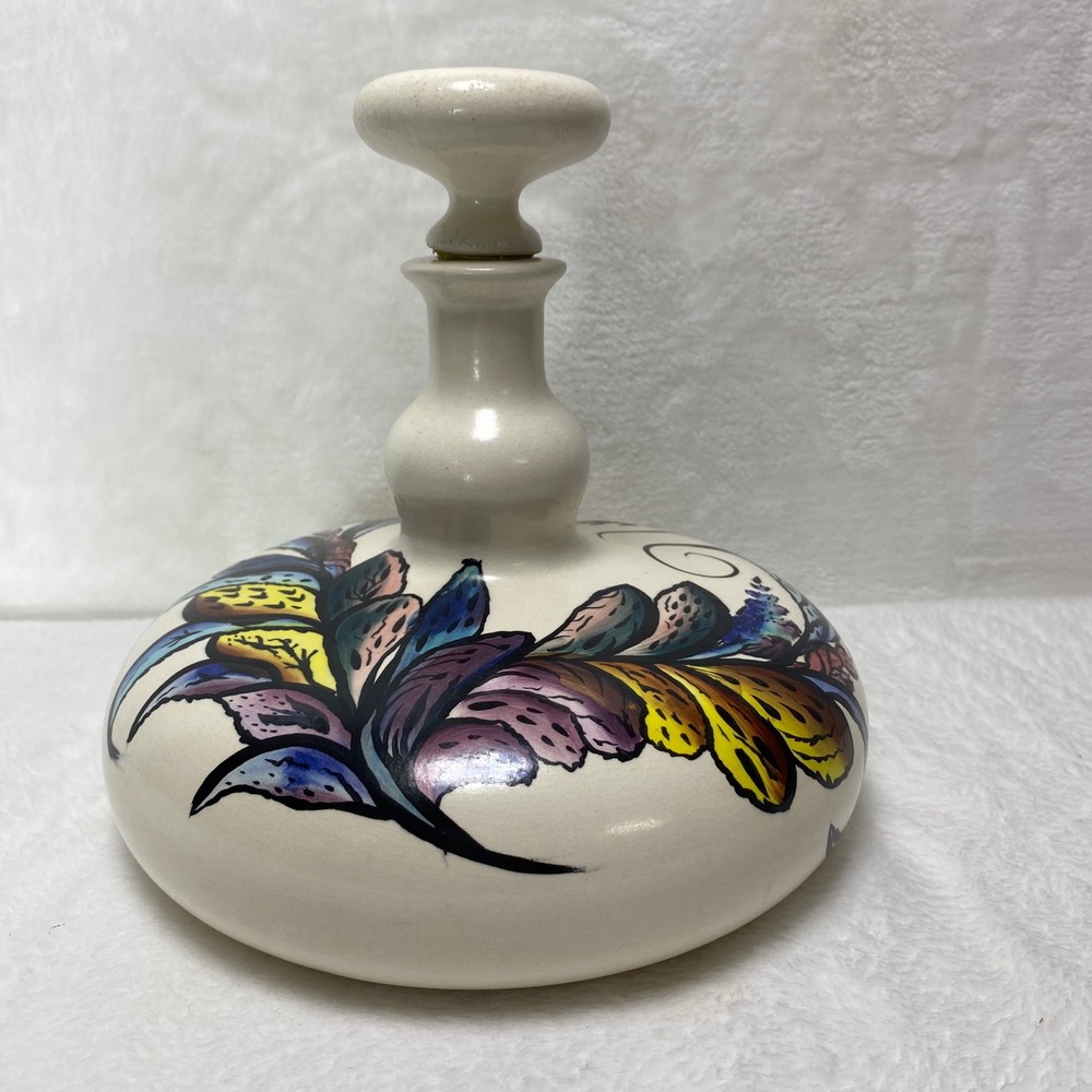 VTG Ceramic‎ Colorful Decanter Decorative Hand Painted Floral Boho Mexico Decor